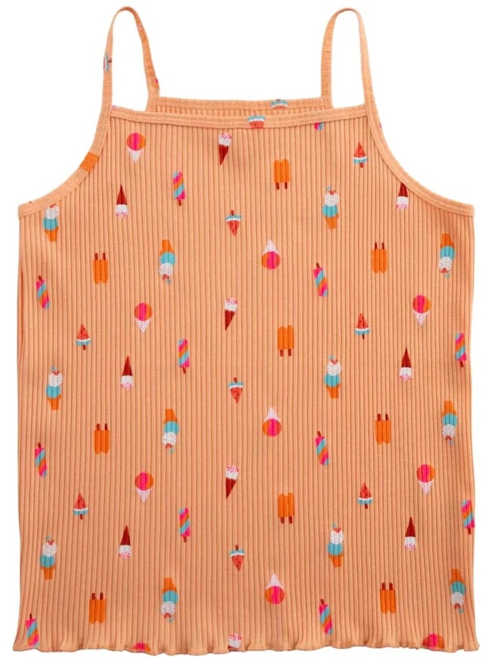 NWOT XL (14) Cat & Jack Peach Ribbed Tank with Ice Cream Print
